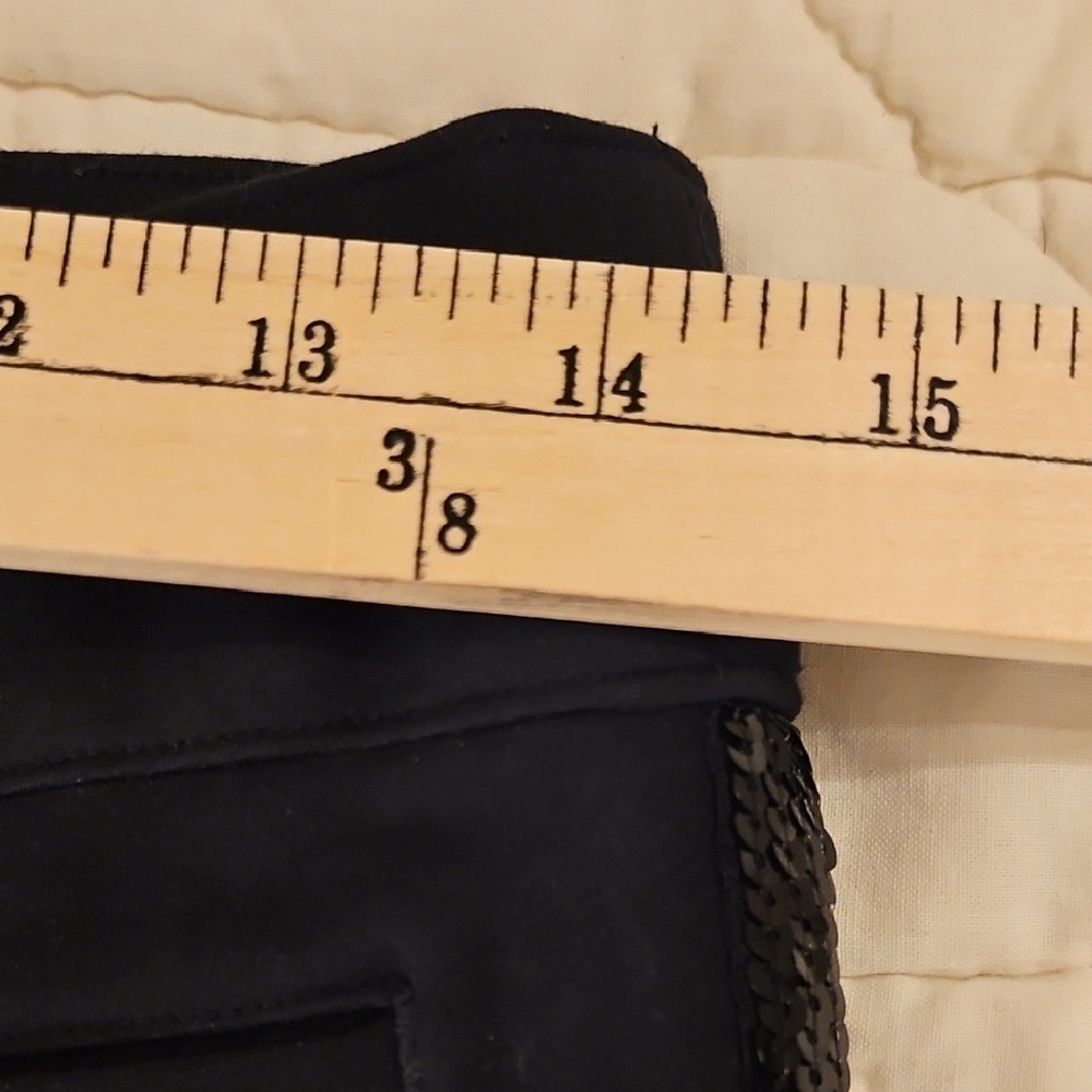 SPANX Black Skinny Ankle -Tuxedo Sequin stripe - Size L - Picture 5 of 9